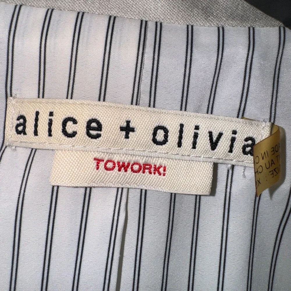 Alice +‎ Olivia Blazer Jacket XS Tan Preppy Cotton Notch Lapel Single Breasted